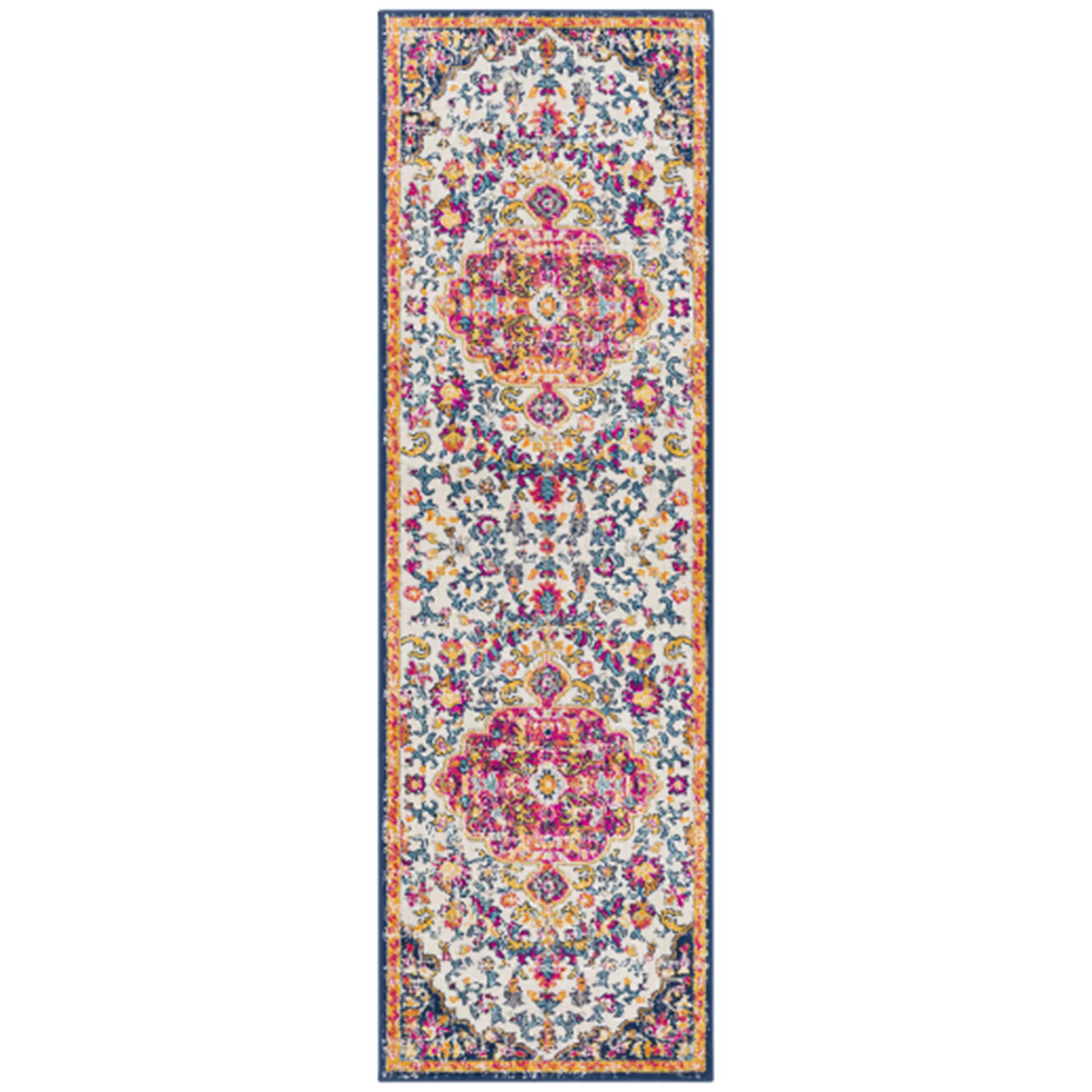 * Premium (D495) Floransa Pink Medallion Runner, 2 7