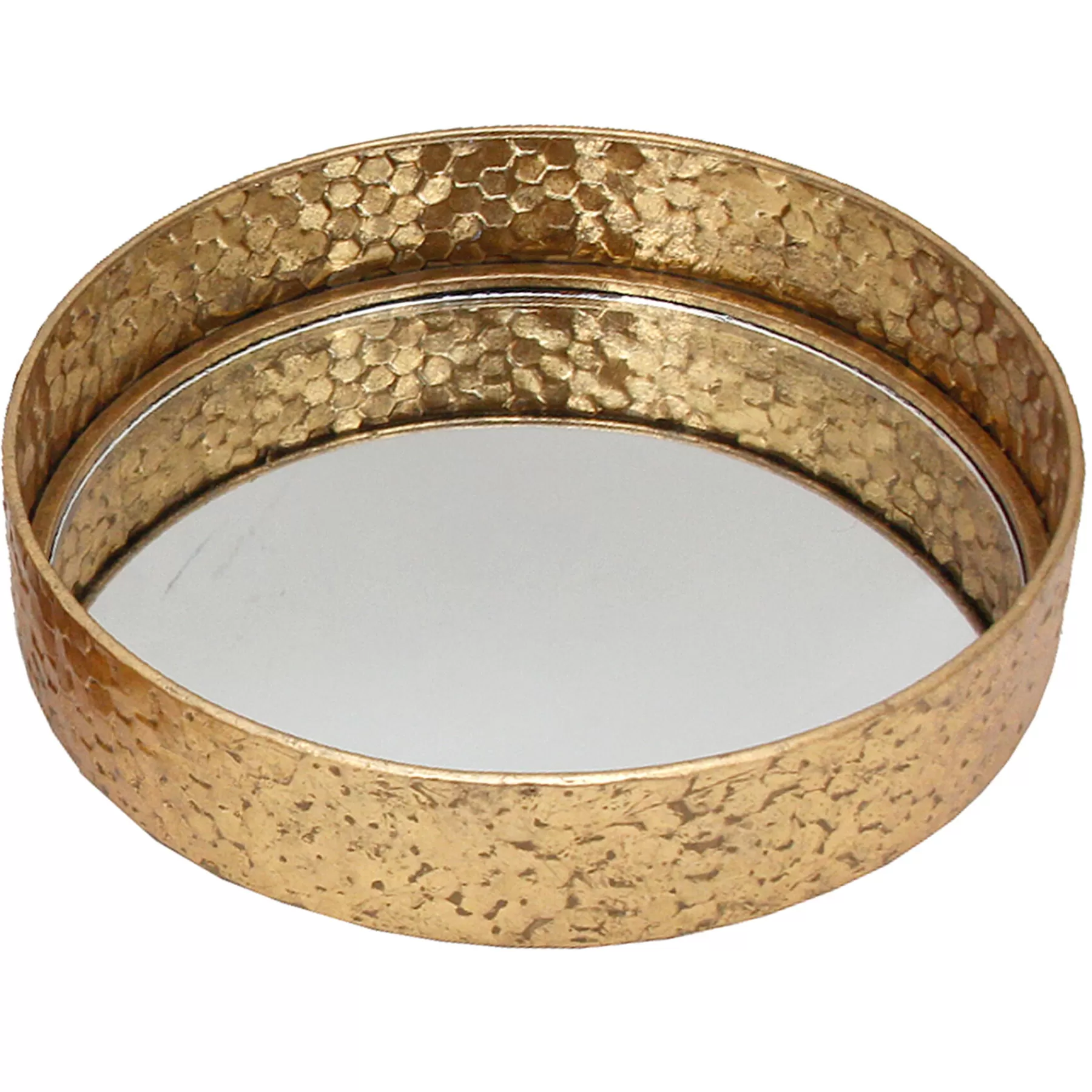* Premium Gold Foiled Round Mirror Decorative Tray, 12