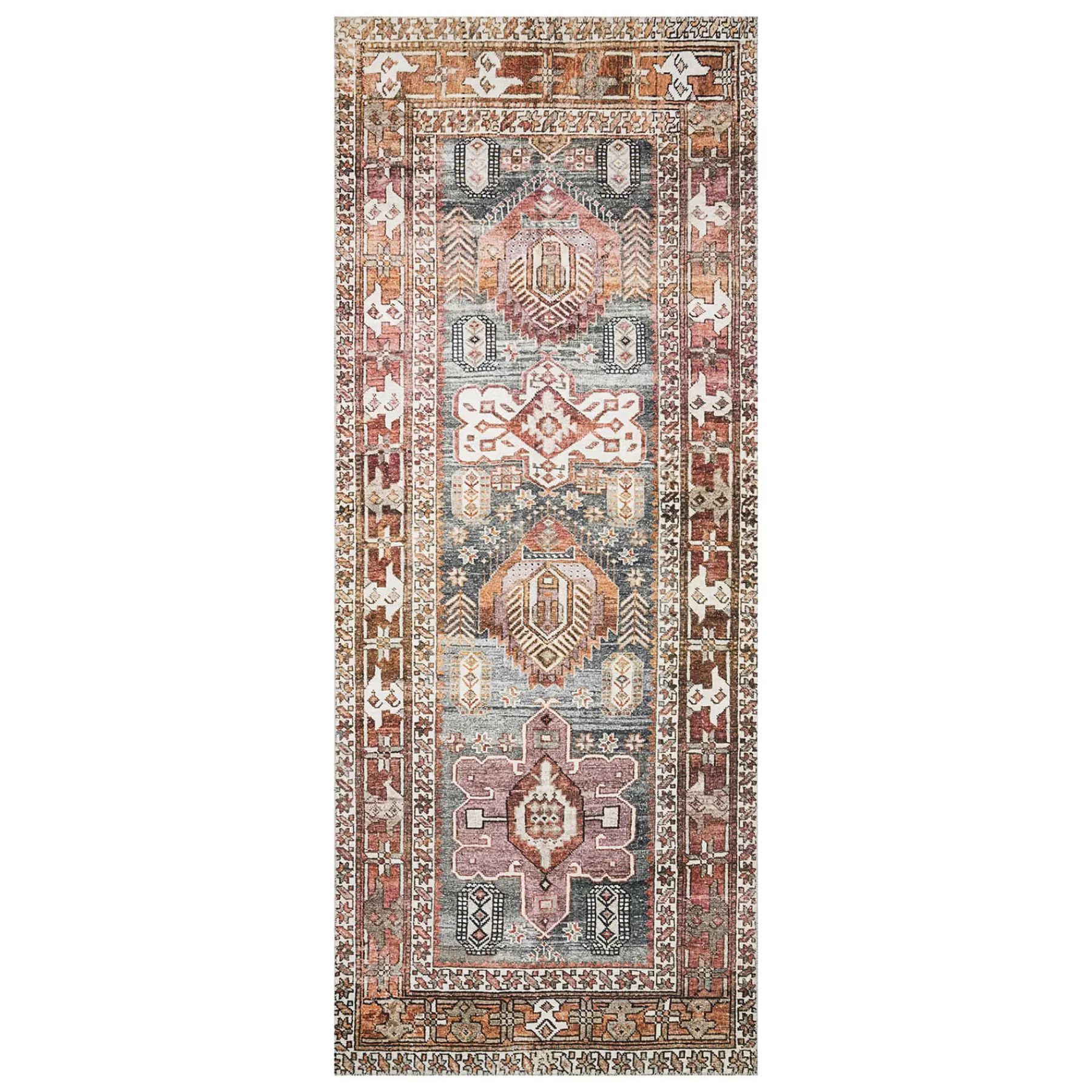 * Premium Seth Teal & Rust Southwestern Medallion Runner, 2 5