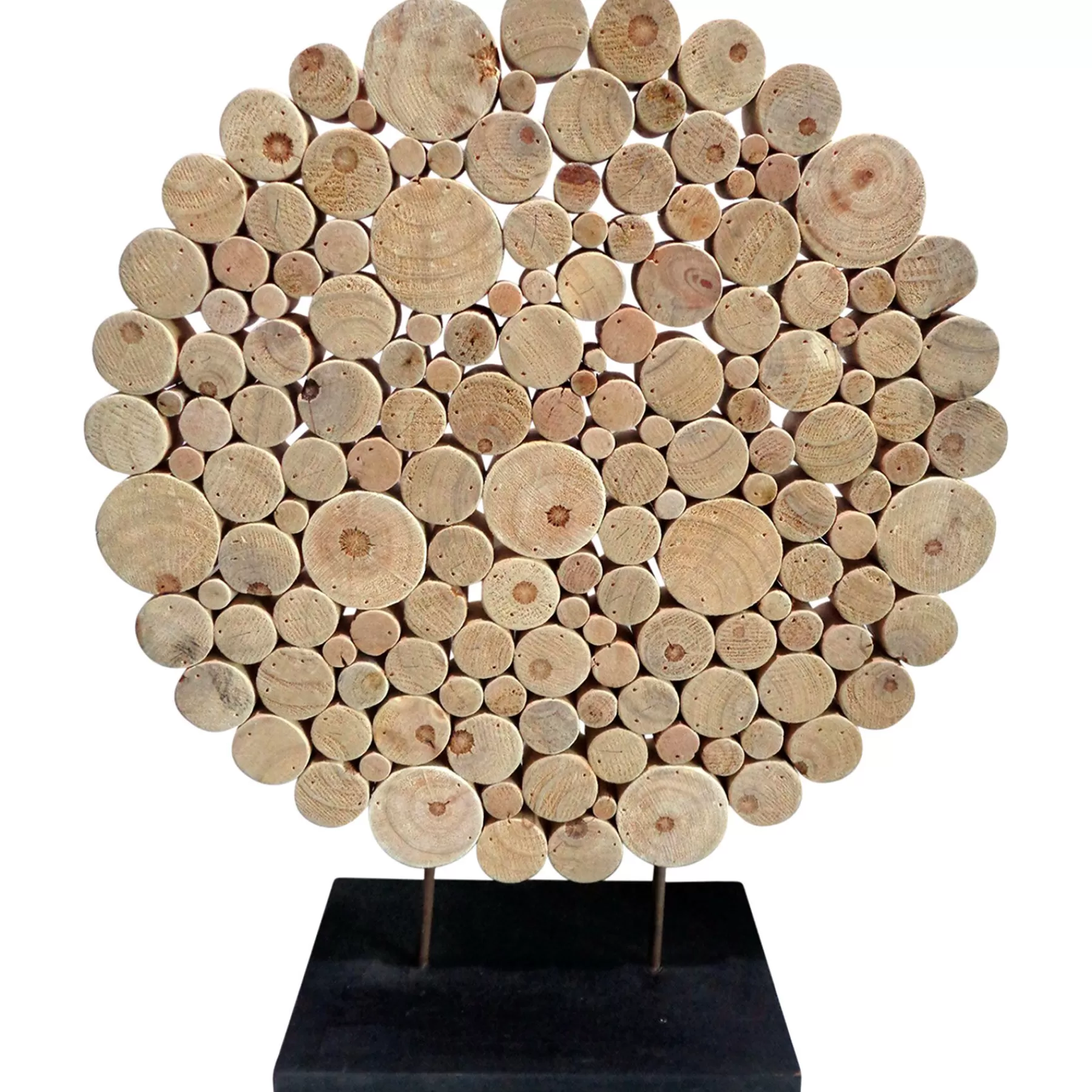 * Premium Sliced Wood Disk Sculpture With Black Base, 24