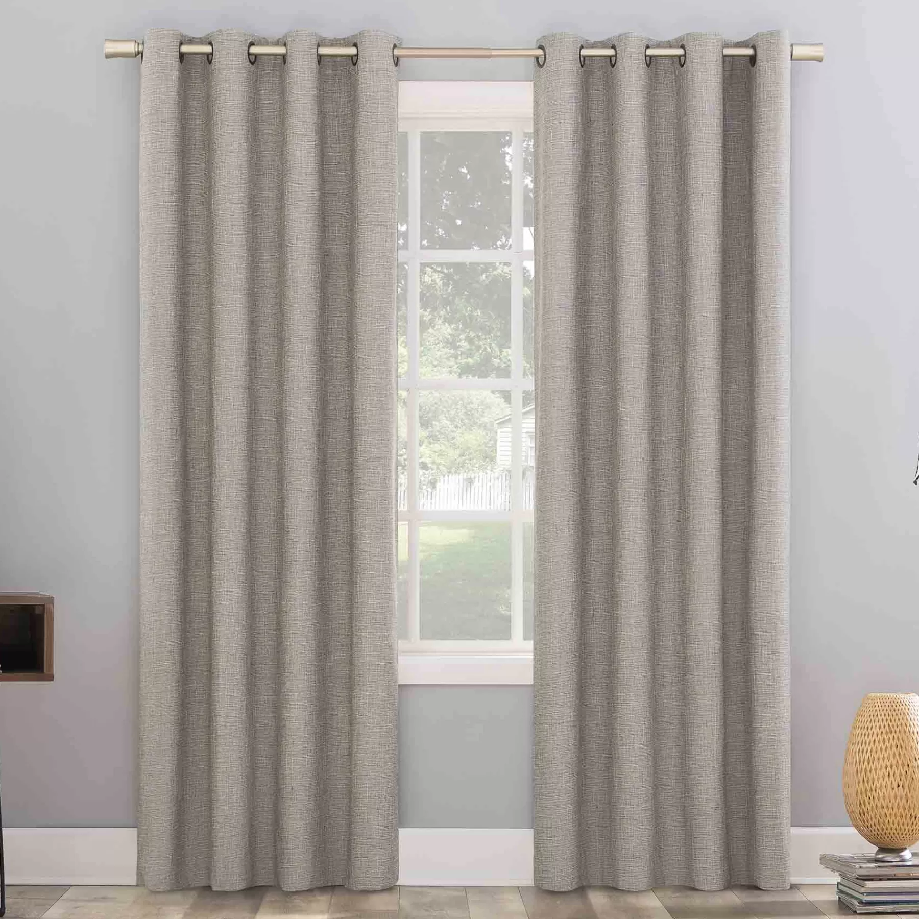 * Premium Sun Zero Pacey Grey Blackout Grommet Curtain Panel, 84