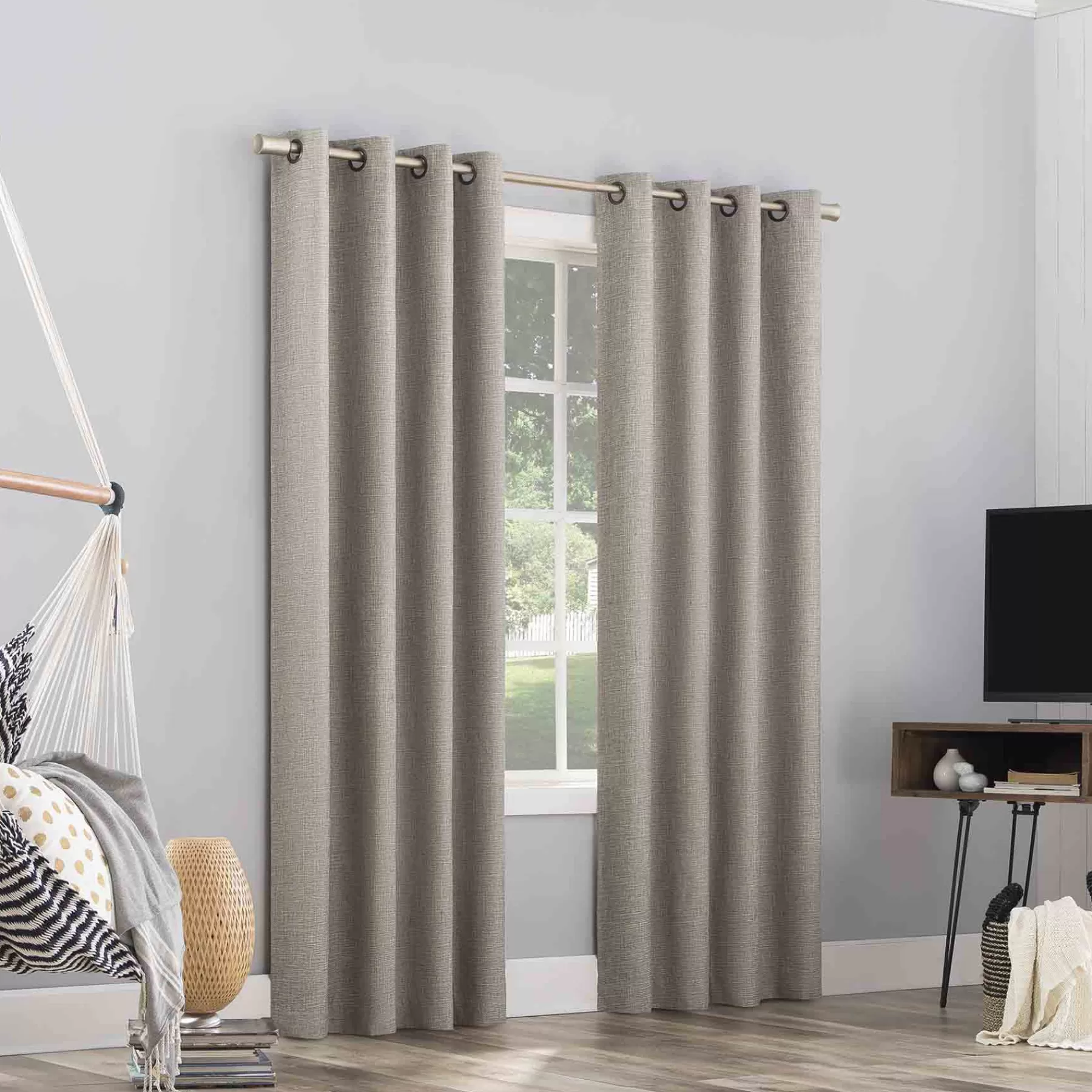 * Premium Sun Zero Pacey Grey Blackout Grommet Curtain Panel, 84