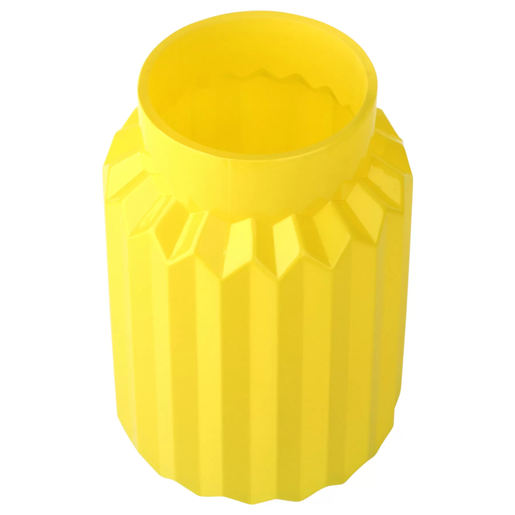 * Premium Tracey Boyd Ribbed Yellow Glass Vase, 9.5