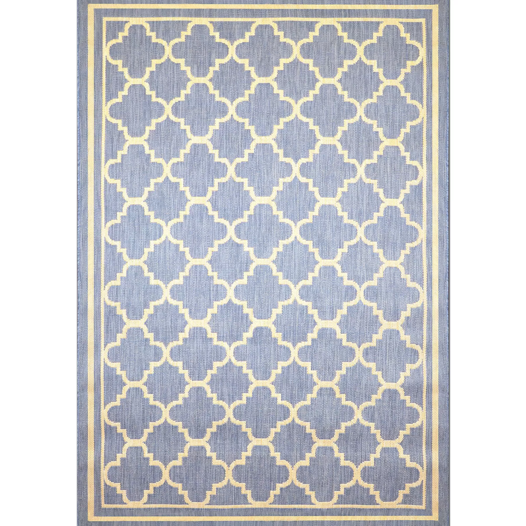 * Reliable Quality (E229) Blue & Beige Quatrefoil Modern Indoor & Outdoor Area Rug, 7 10