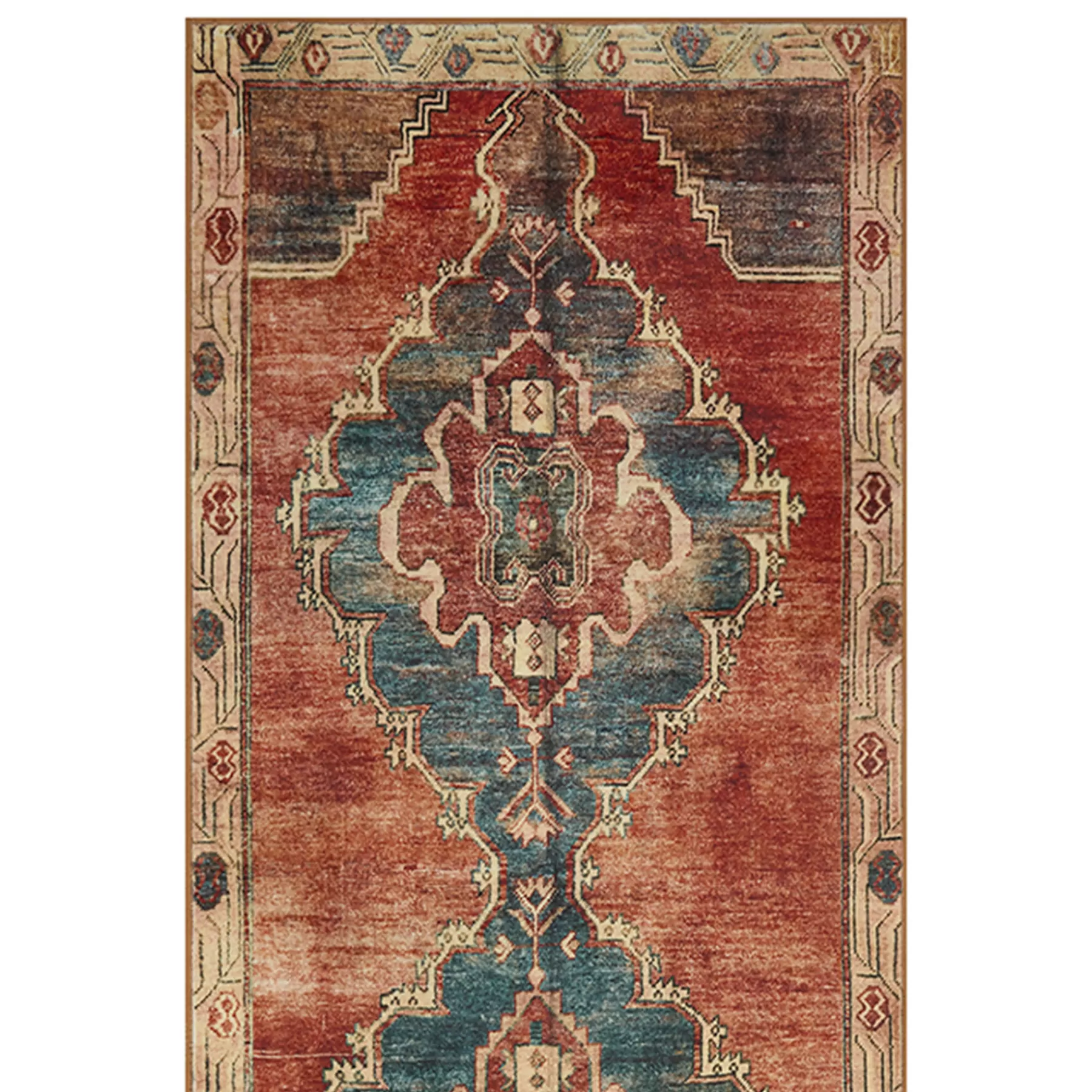 * Sale (D567) Freya Orange Medallion Washable Runner, 2 7
