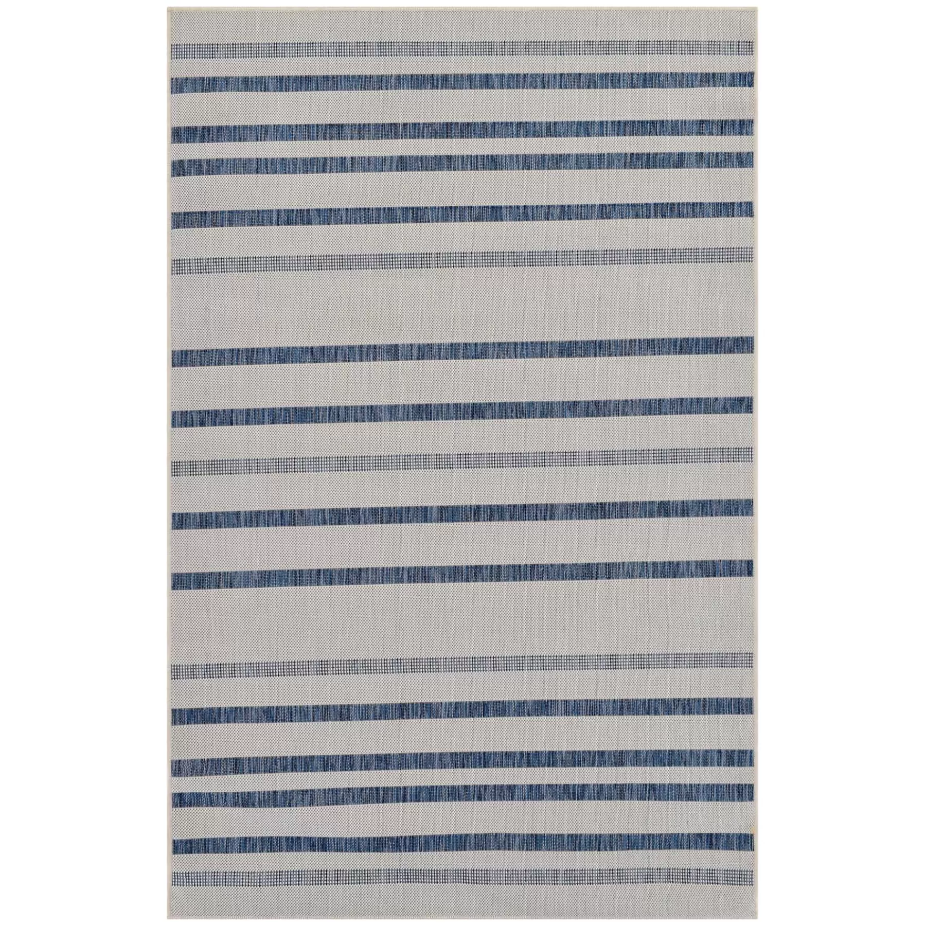 * Sale (E284) Honeybloom Ivory & Blue Nautical Striped Sisal Indoor & Outdoor Area Rug, 5 7