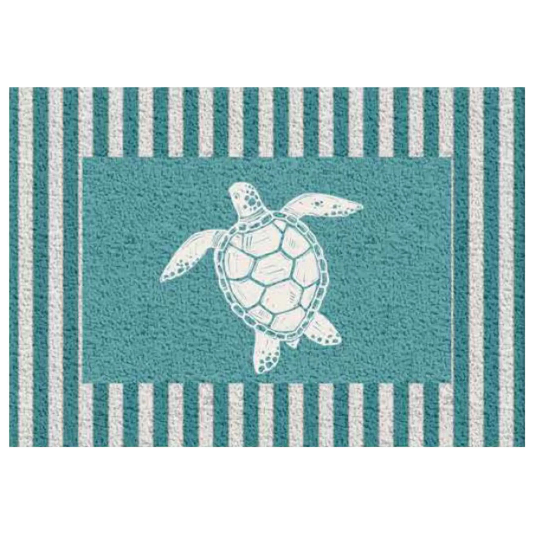 * Sale Ty Pennington Sea Turtle Light Blue & White Striped Coir Mat, 18 30