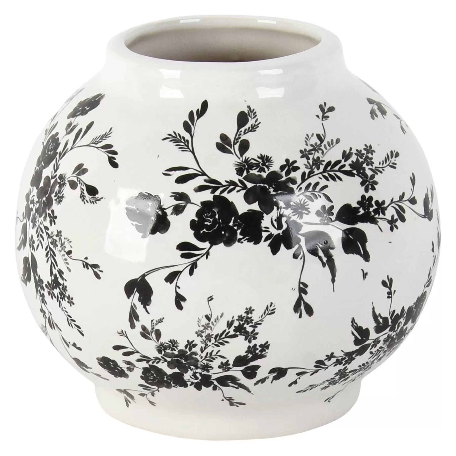 * Sale White & Black Floral Ceramic Vase, 5