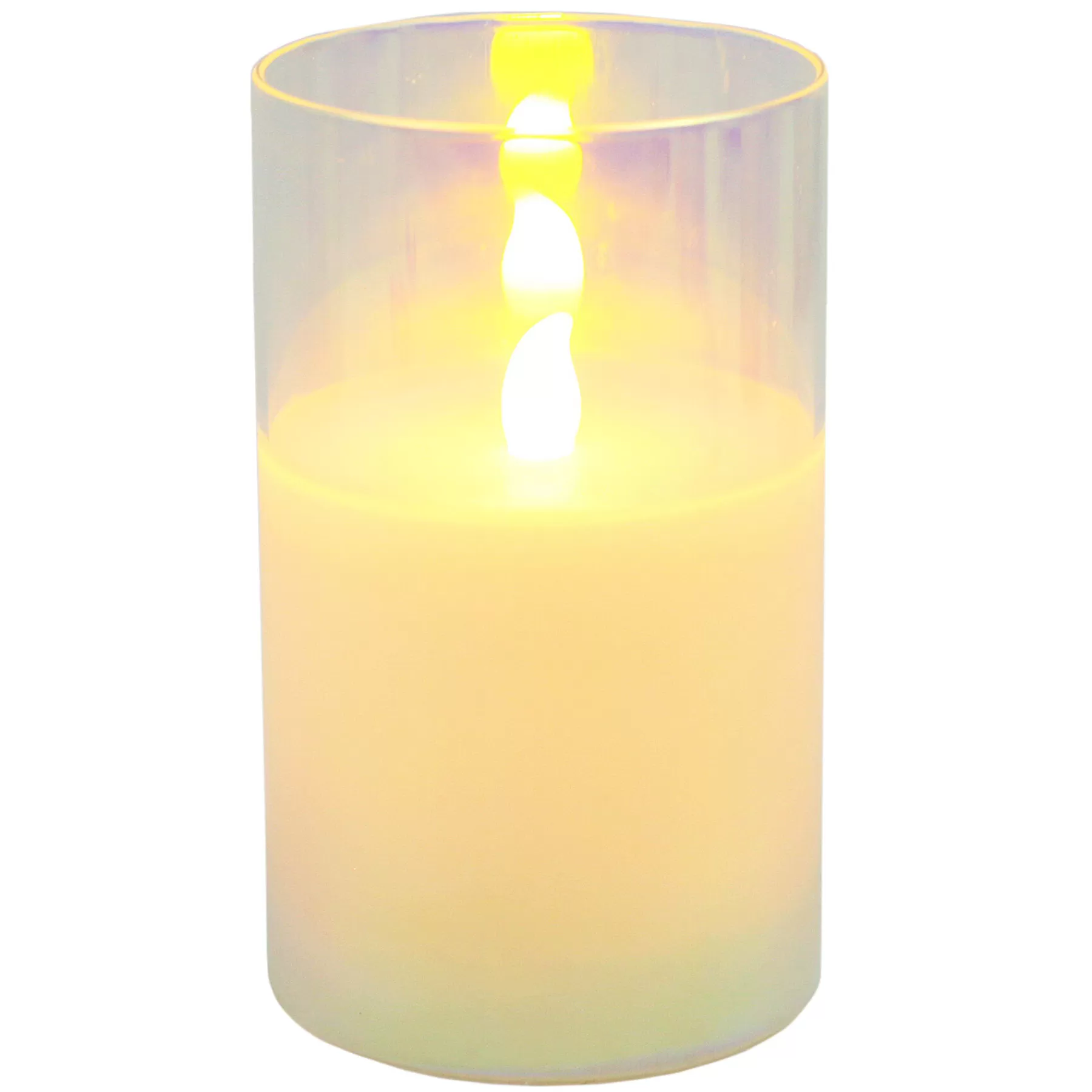 * Top Sellers 3X5 Led Glass Wax Candle In Glass Cylinder 6 Hour Timer