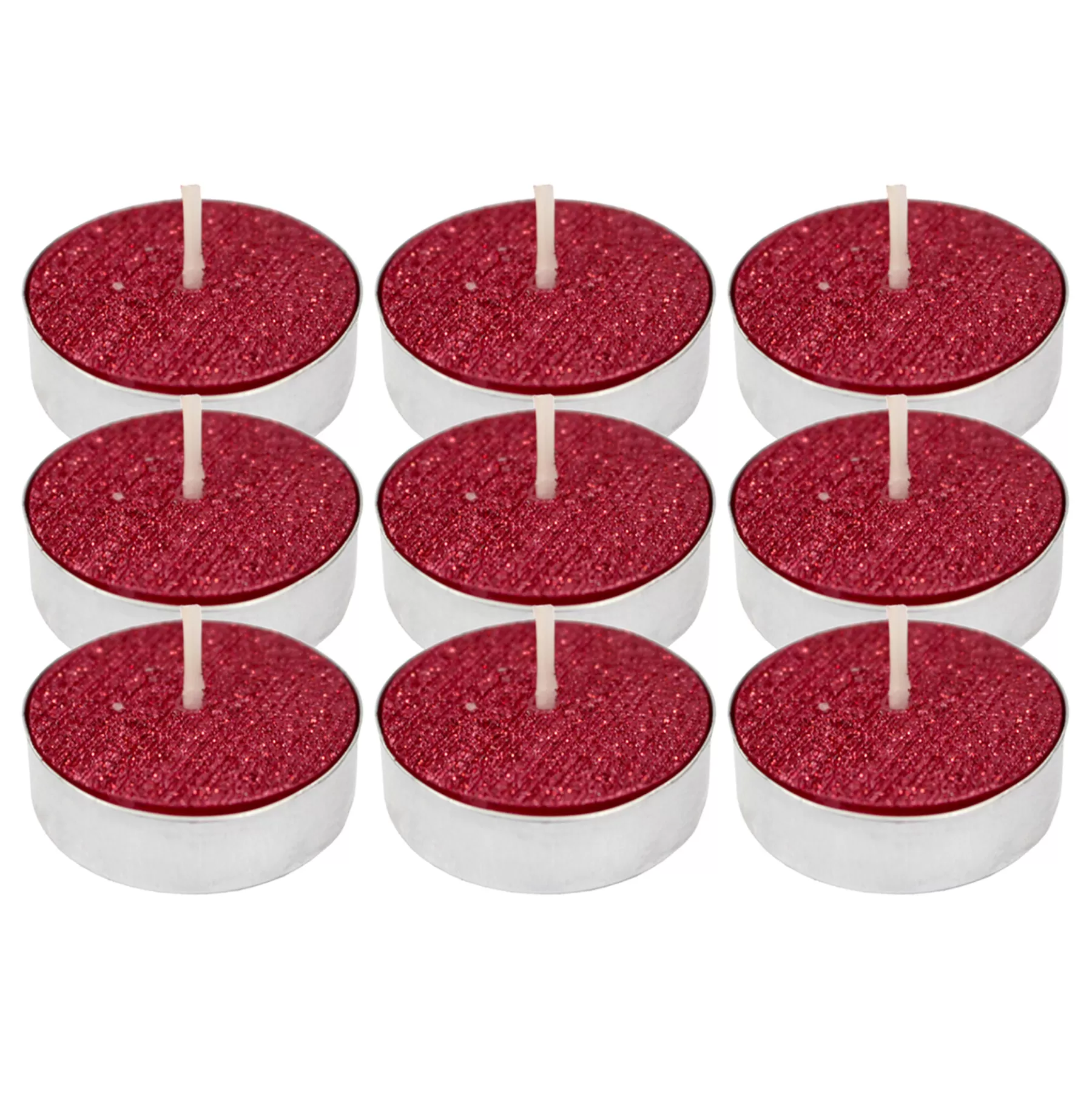 * Top Sellers 9-Pack Red Glittered Unscented Tealights