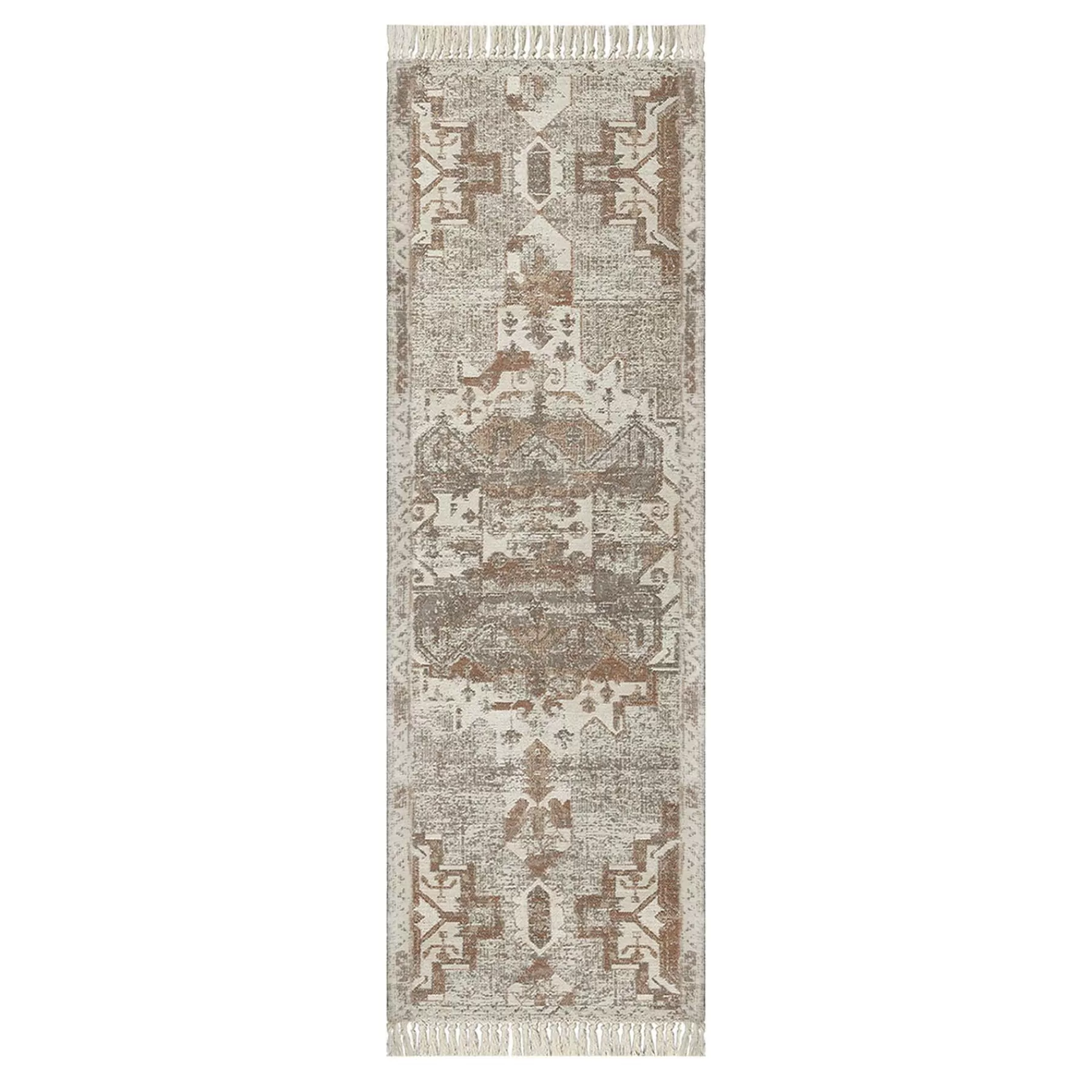* Top Sellers (B718) Honeybloom Neutral Woven Fringe Runner, 2 7