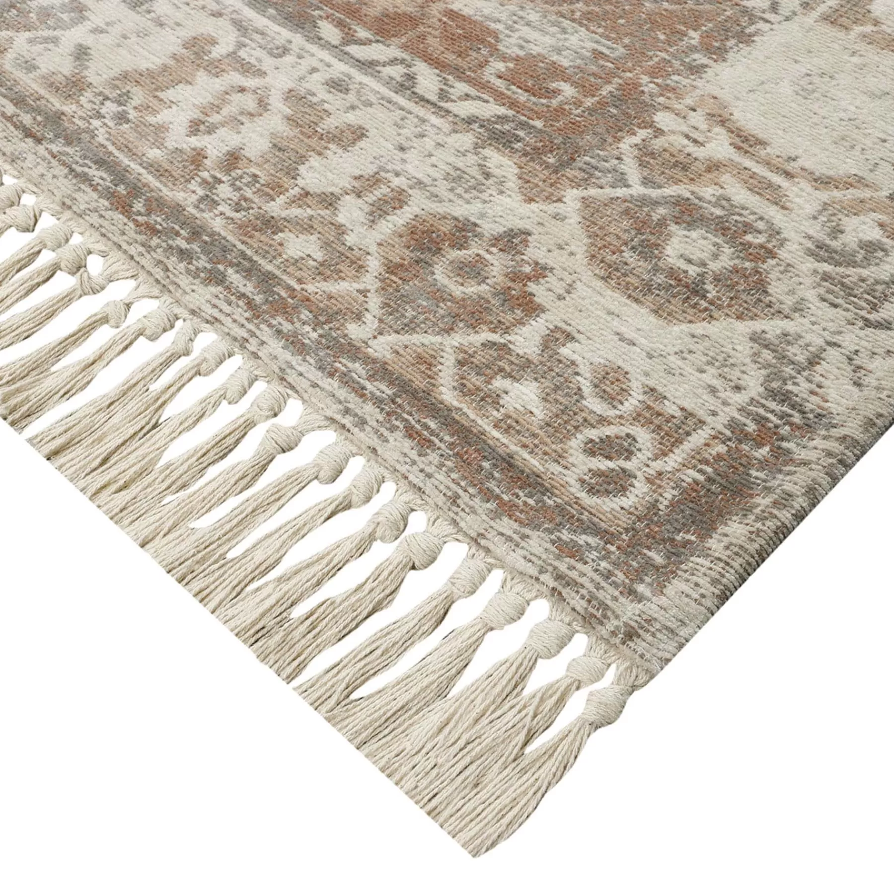 * Top Sellers (B718) Honeybloom Neutral Woven Fringe Runner, 2 7