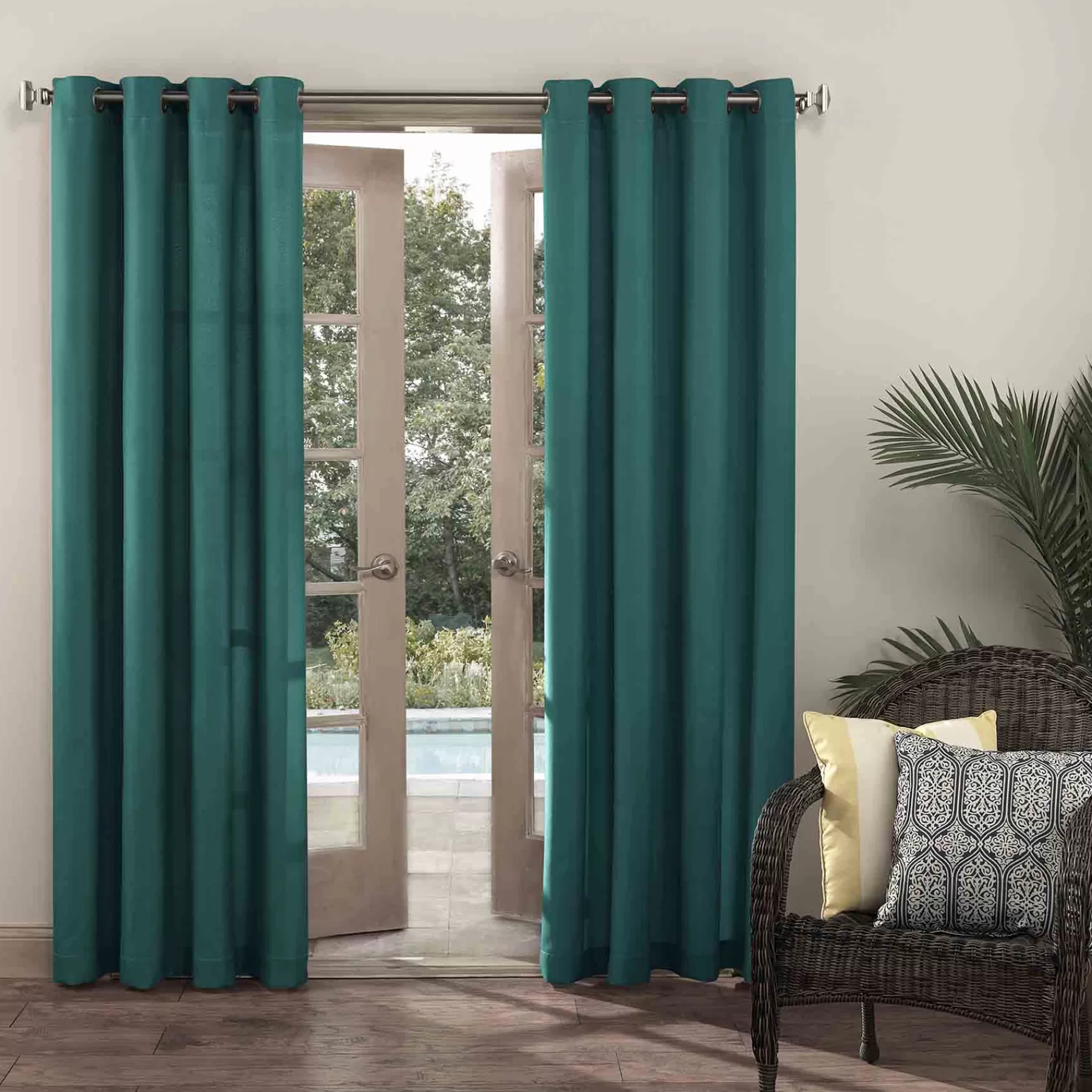 * Top Sellers Darian Turquoise Outdoor Light Filtering Curtain Panel, 95