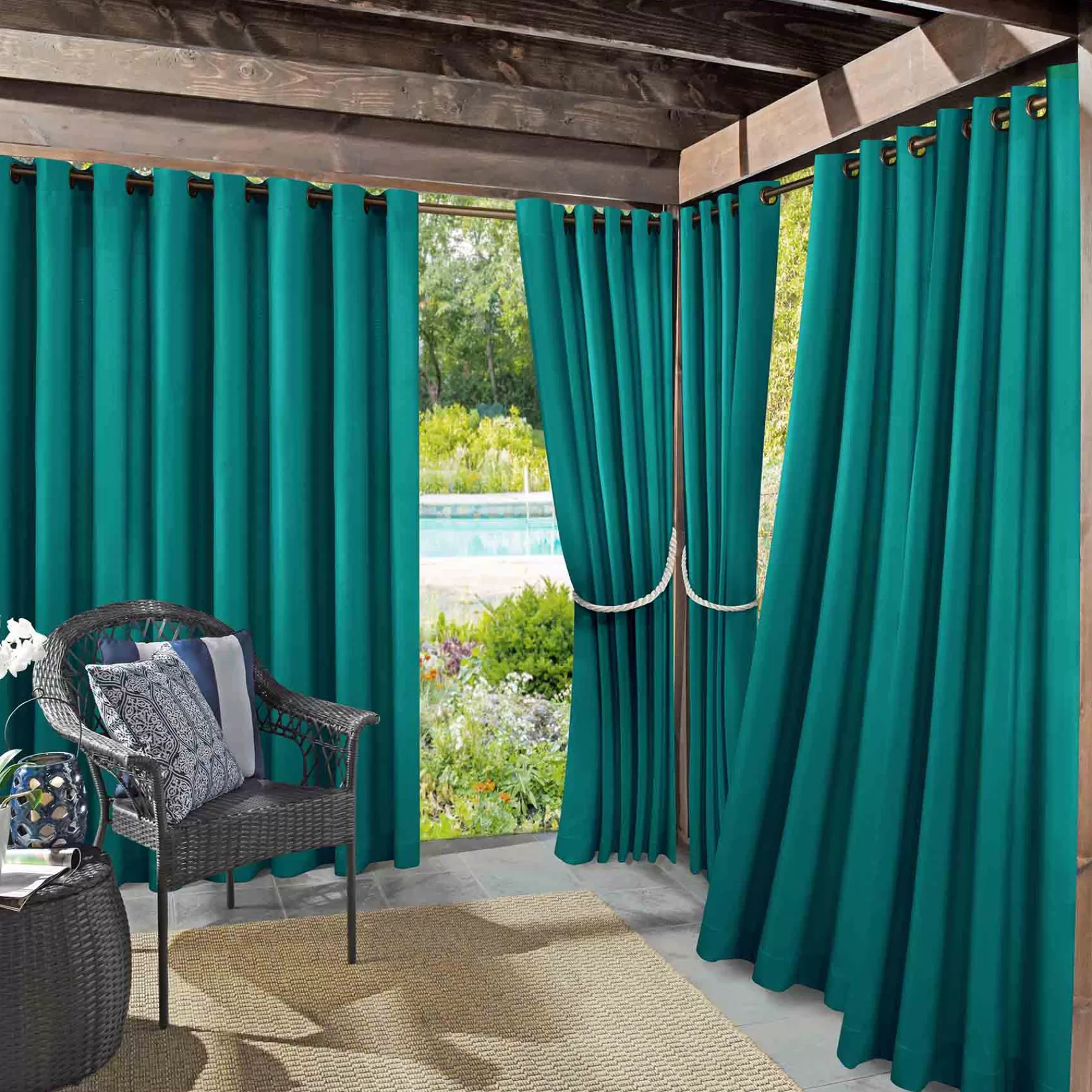 * Top Sellers Darian Turquoise Outdoor Light Filtering Curtain Panel, 95