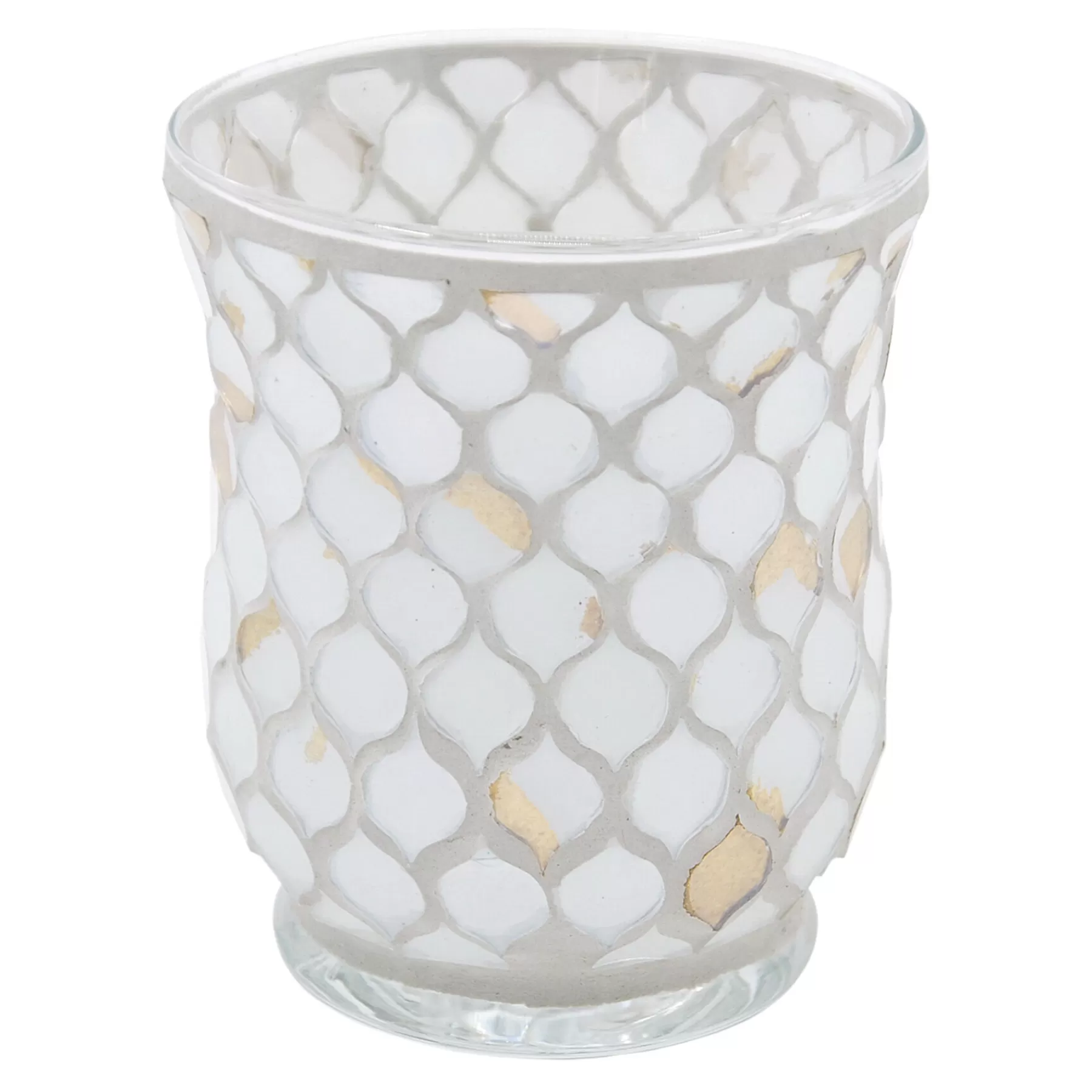 * Top Sellers White Gold Mosaic Votive Candle Holder, 5